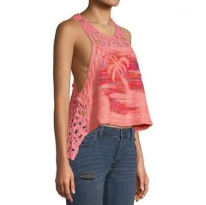 Free People Pink Crochet Sleeveless Top
